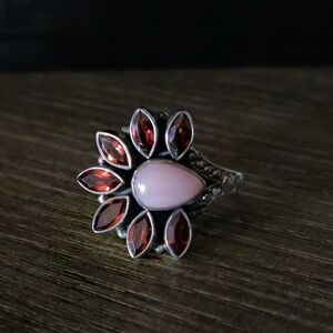 Nicky Butler 925 Sterling Silver Pink Opal Mozambique Garnet Ring Designer NB